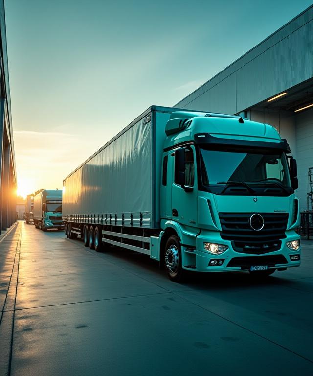 Dune Dash Delivery express delivery trucks with cinematic lighting